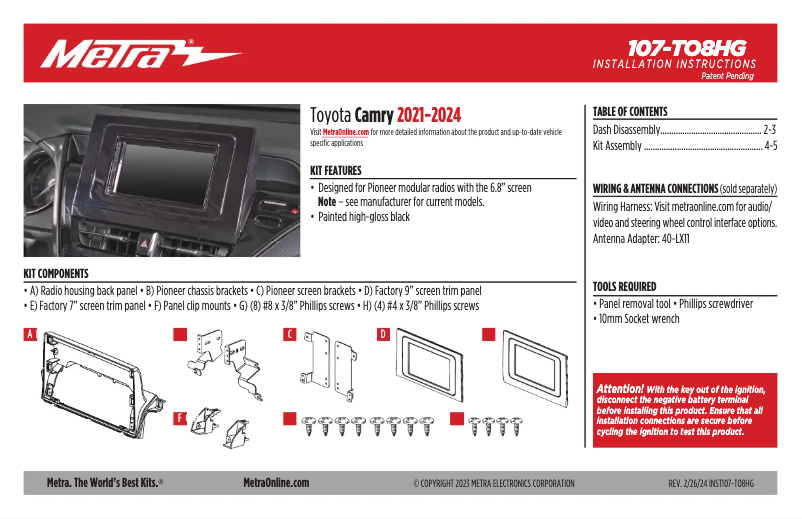 Page 1 of the manual User Manual Metra 107-TO8HG