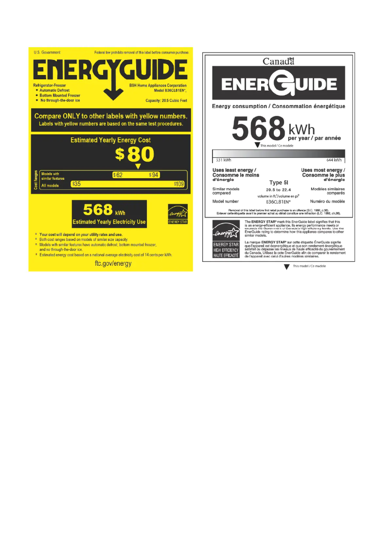 Page 1 of the manual Energy Label Bosch B36CL81ENW