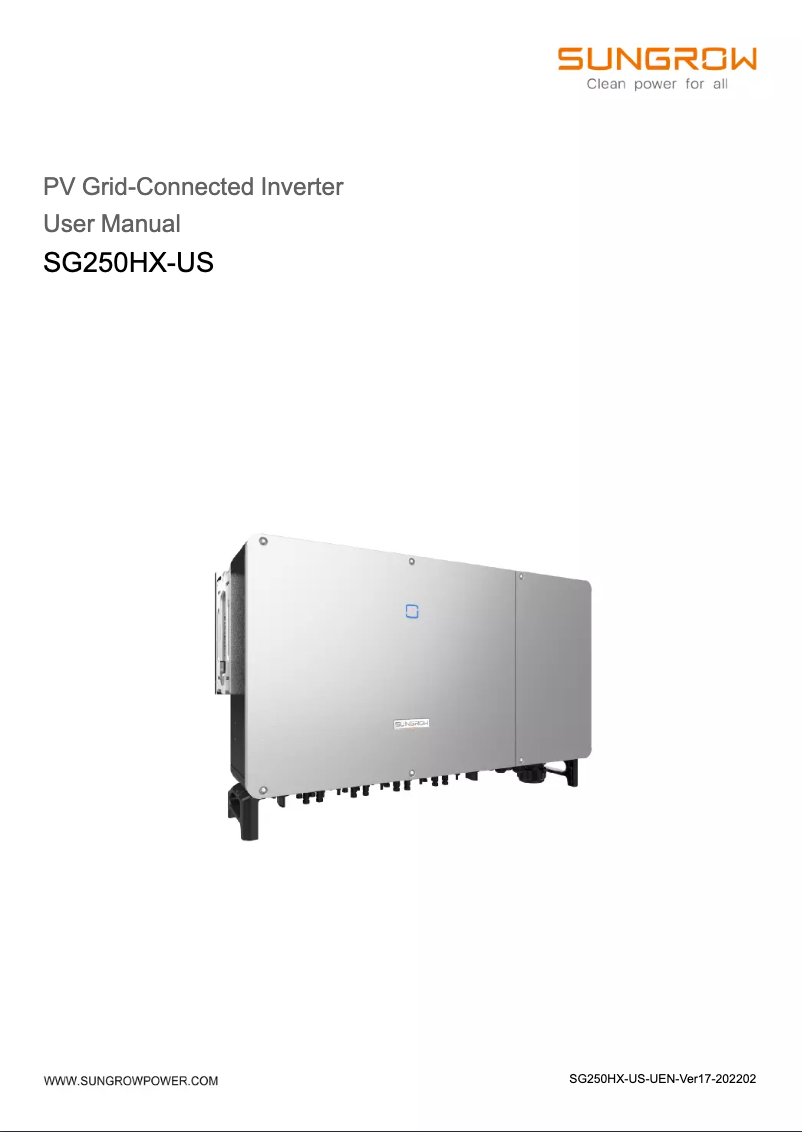 Image de la première page du manuel de l'appareil SG250HX