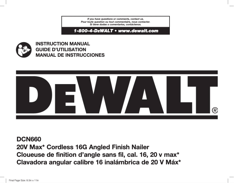 Page 1 of the manual Use and Maintenance Manual DeWalt DCN680