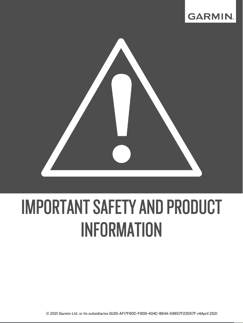 Page 1 of the manual Safety Instructions Garmin Vieo RV 51 Stereo Dock