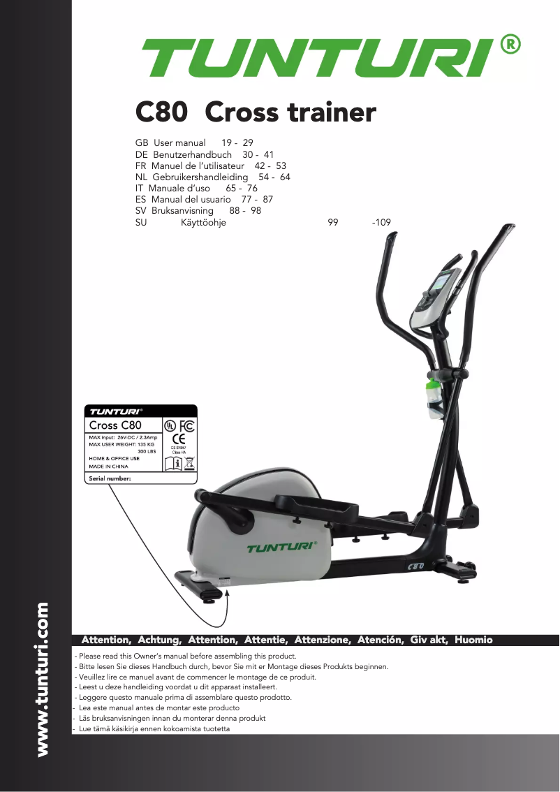 First page image of the manual for Endurance C80-R