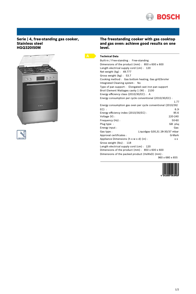 First page image of the manual for HGQ320I50M