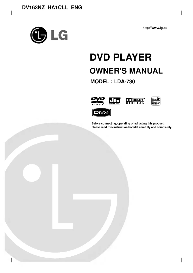 First page image of the manual for DV163NZ