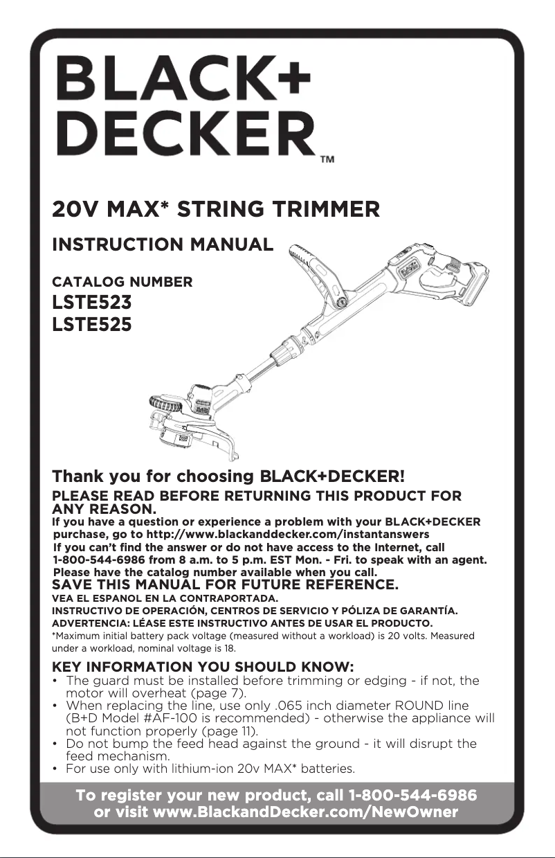 First page image of the manual for LSTE525