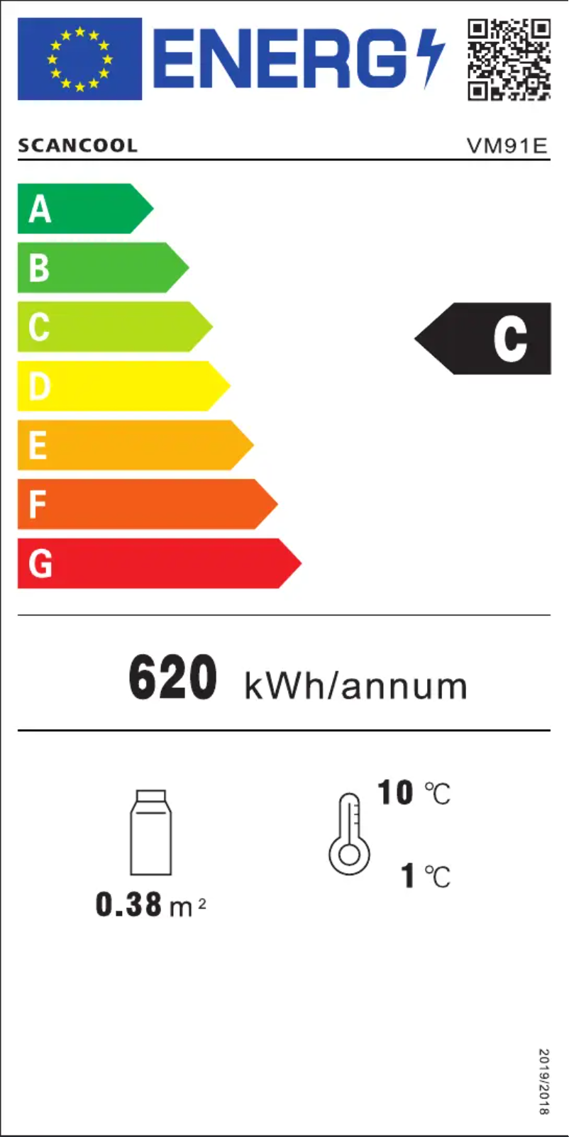 Page 1 of the manual Energy Label Scancool VM 91 E