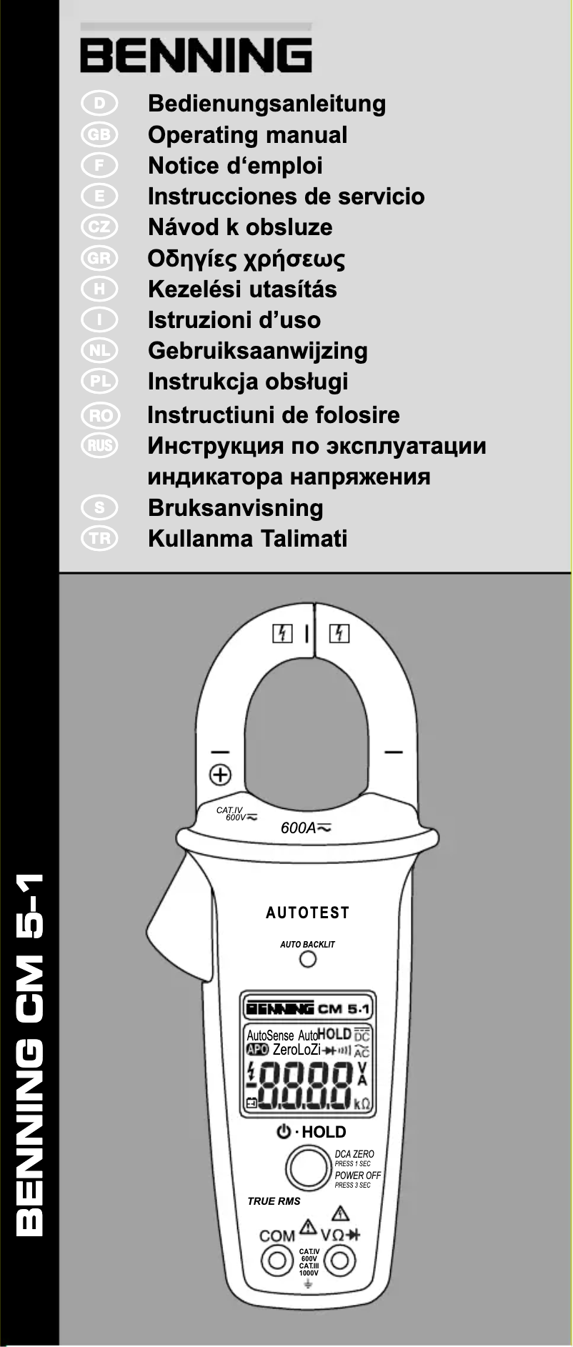 Page 1 of the manual User Manual BENNING CM 5–1