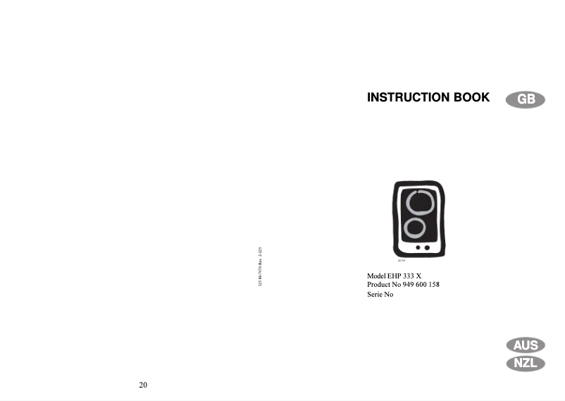 First page image of the manual for EHP 333 X