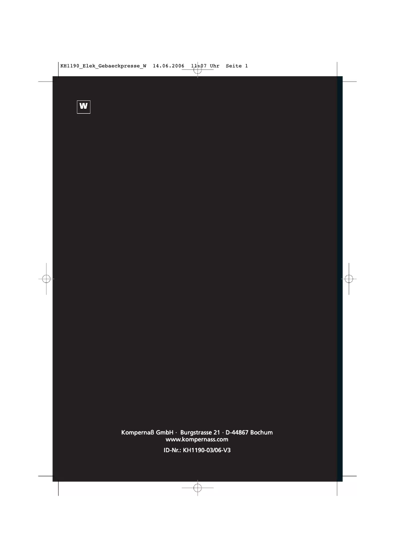 First page image of the manual for KH 1190