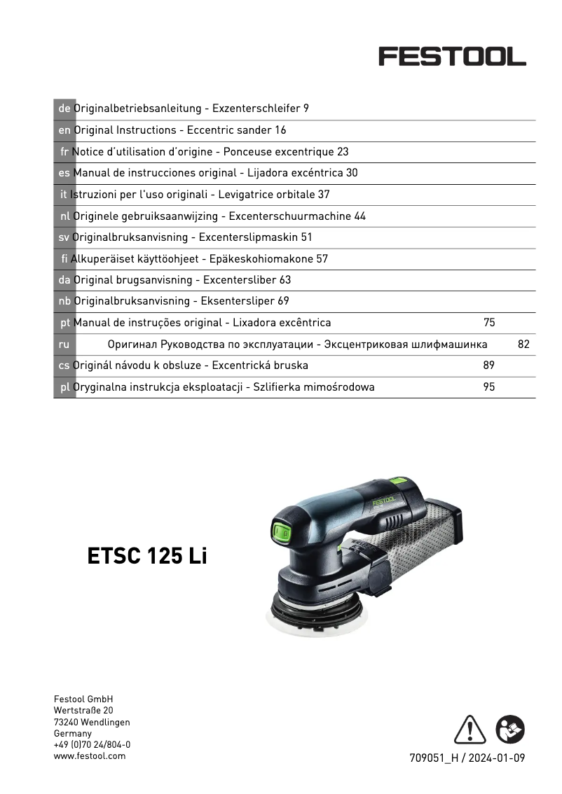 First page image of the manual for ETSC 125 3,0 I-Plus