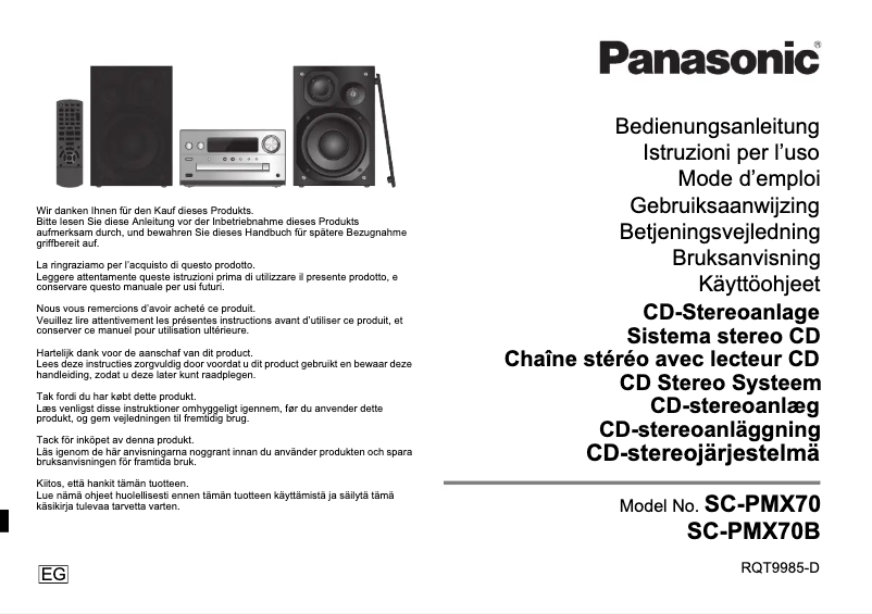 Page 1 of the manual User Manual Panasonic SC-PMX84EG