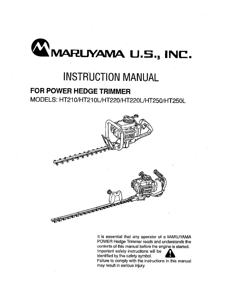 Page 1 of the manual User Manual Maruyama HT210