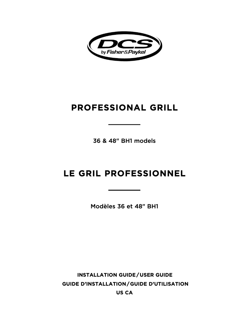 Page 1 of the manual Installation Guide Fisher & Paykel BGB36-BQAR-L