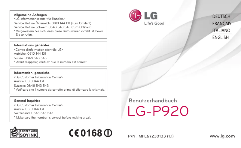 Page 1 of the manual User Manual LG LG-P920