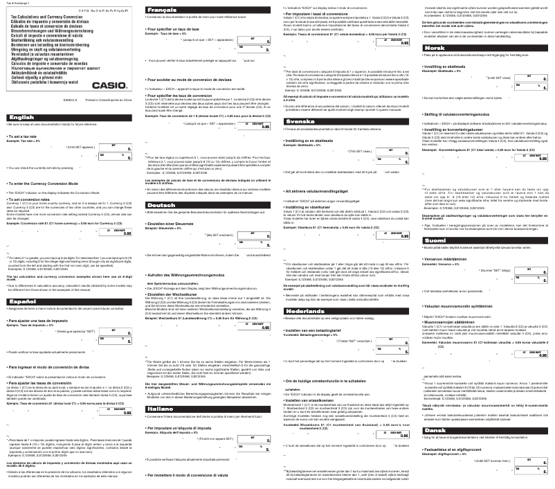 Page 1 of the manual User Manual Casio SL-305ECO