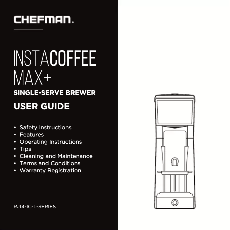 Page 1 of the manual User Manual Chefman InstaCoffee Max RJ14-IC-L-BLACK-S