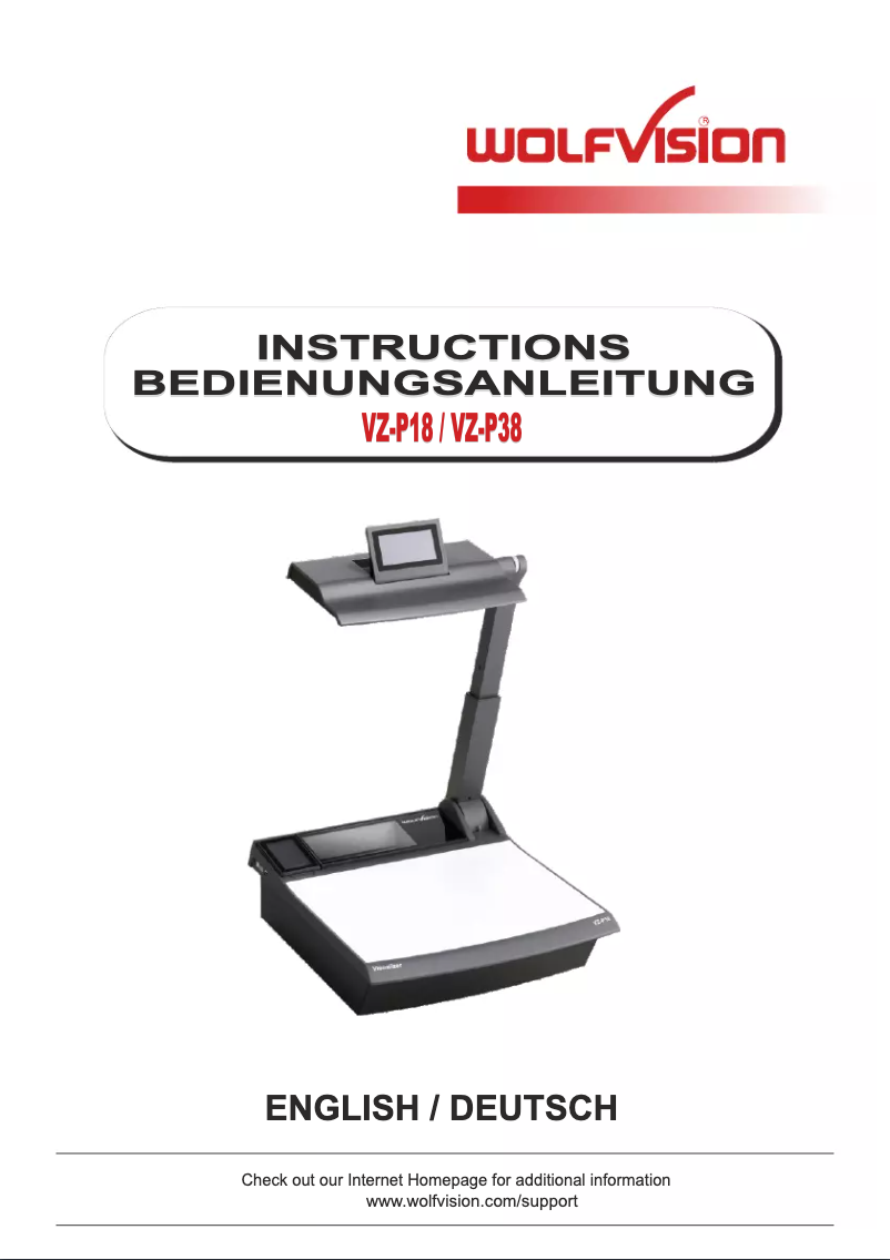 Page 1 of the manual User Manual WolfVision VZ-P38