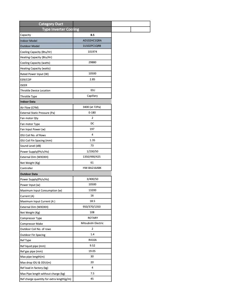 First page image of the manual for AD102HC1QRA