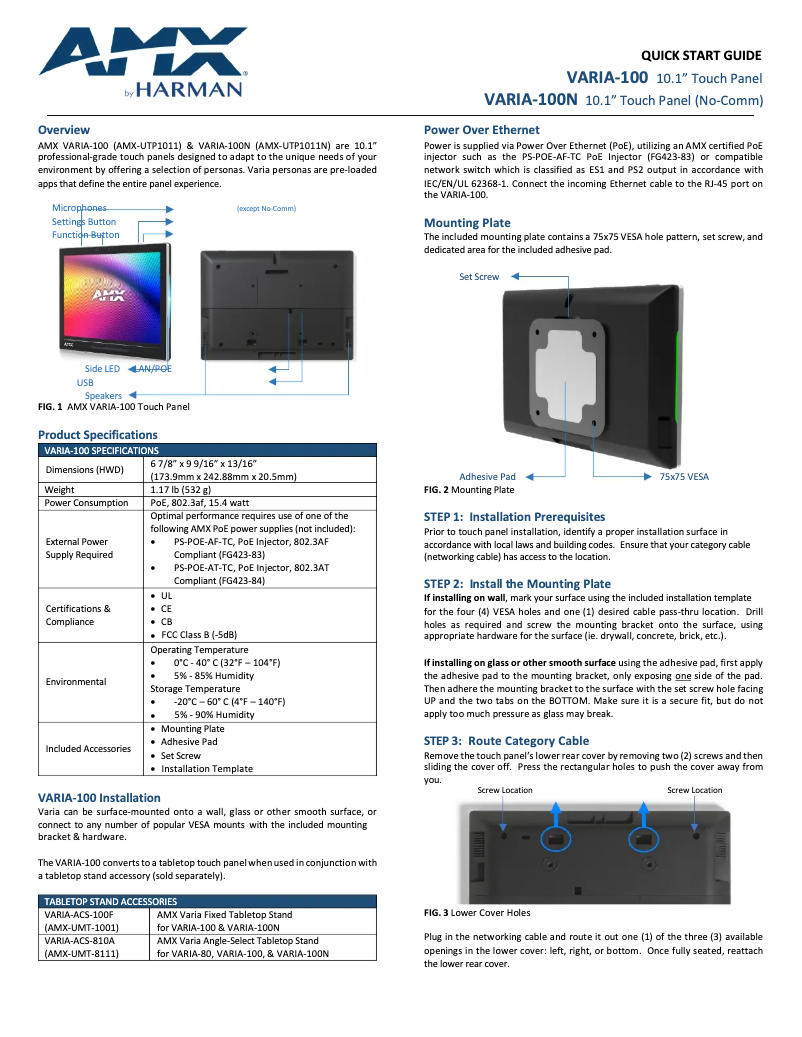 First page image of the manual for VARIA-100N