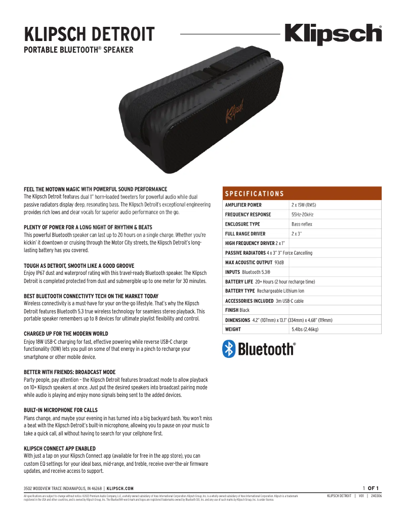 First page image of the manual for Detroit