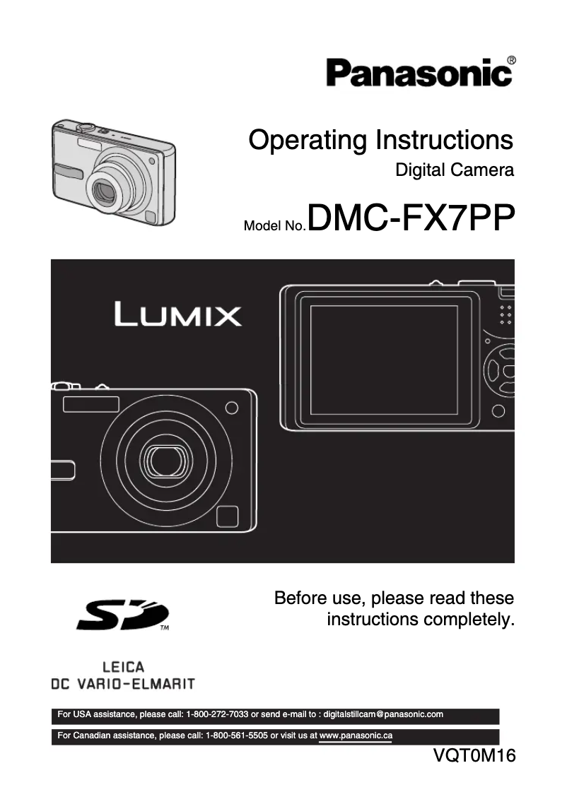 Page 1 of the manual User Manual Panasonic Lumix DMC-FX7PP