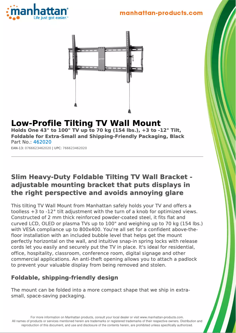 Page 1 of the manual Technical Sheet Manhattan 462020