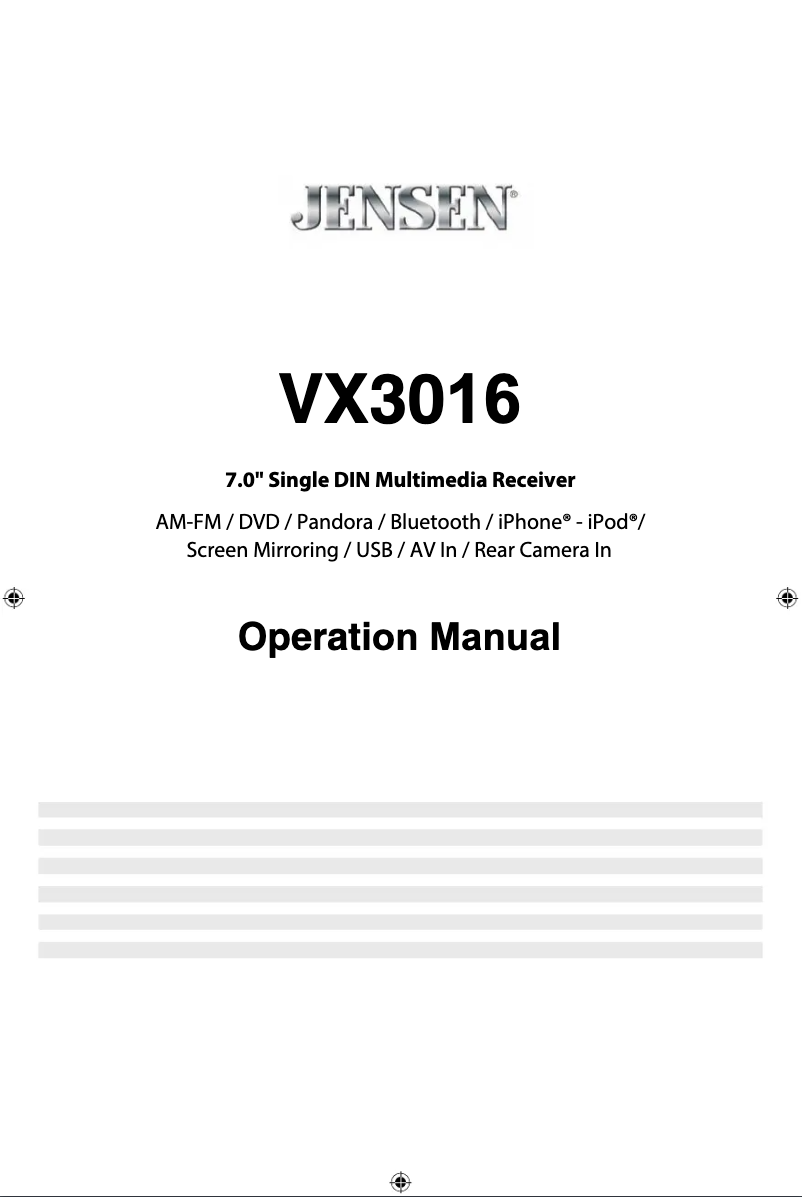 Page 1 of the manual User Manual Jensen VX3016