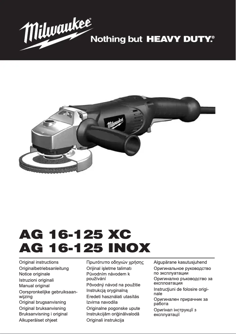 Page 1 of the manual User Manual Milwaukee AG 16-125 XC
