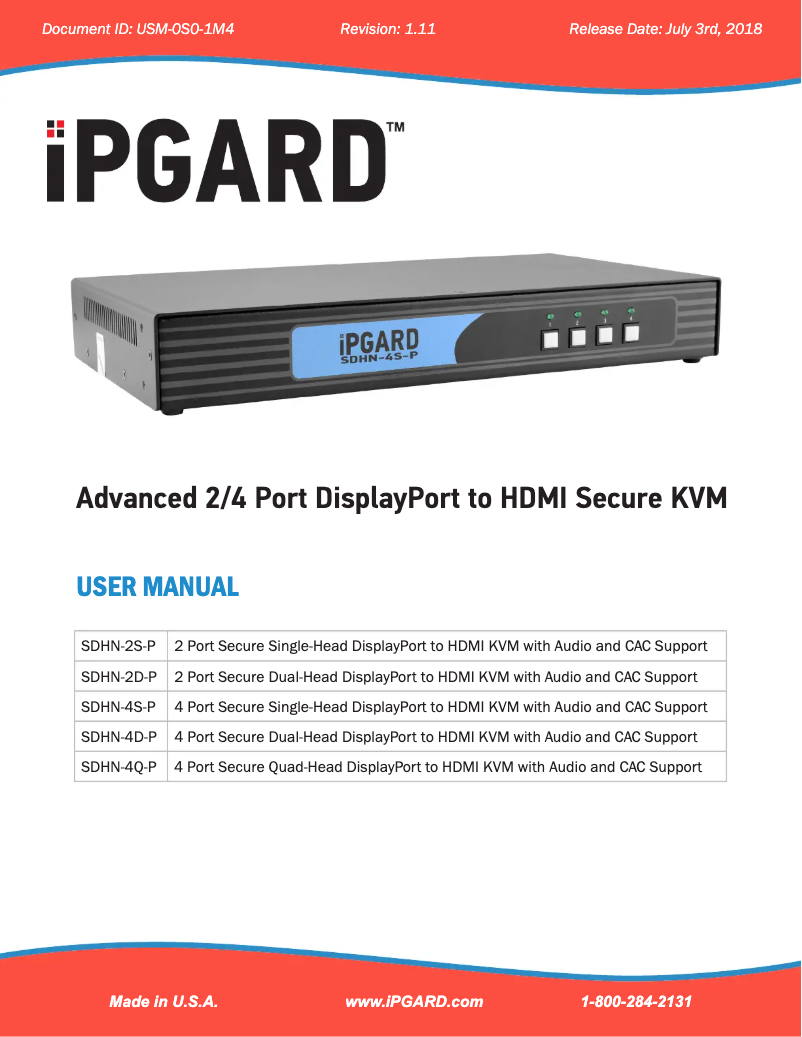 Page 1 of the manual User Manual iPGARD SDHN-2S-P