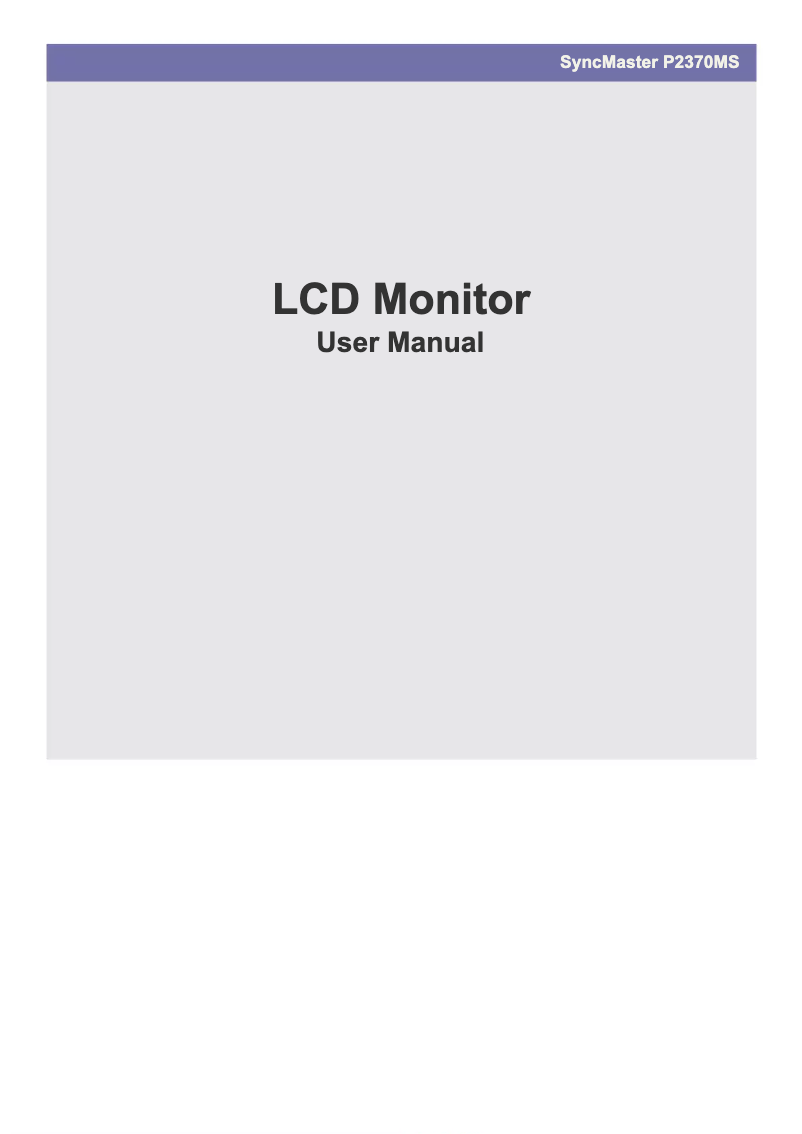 Page 1 of the manual User Manual Samsung SyncMaster P2370MS