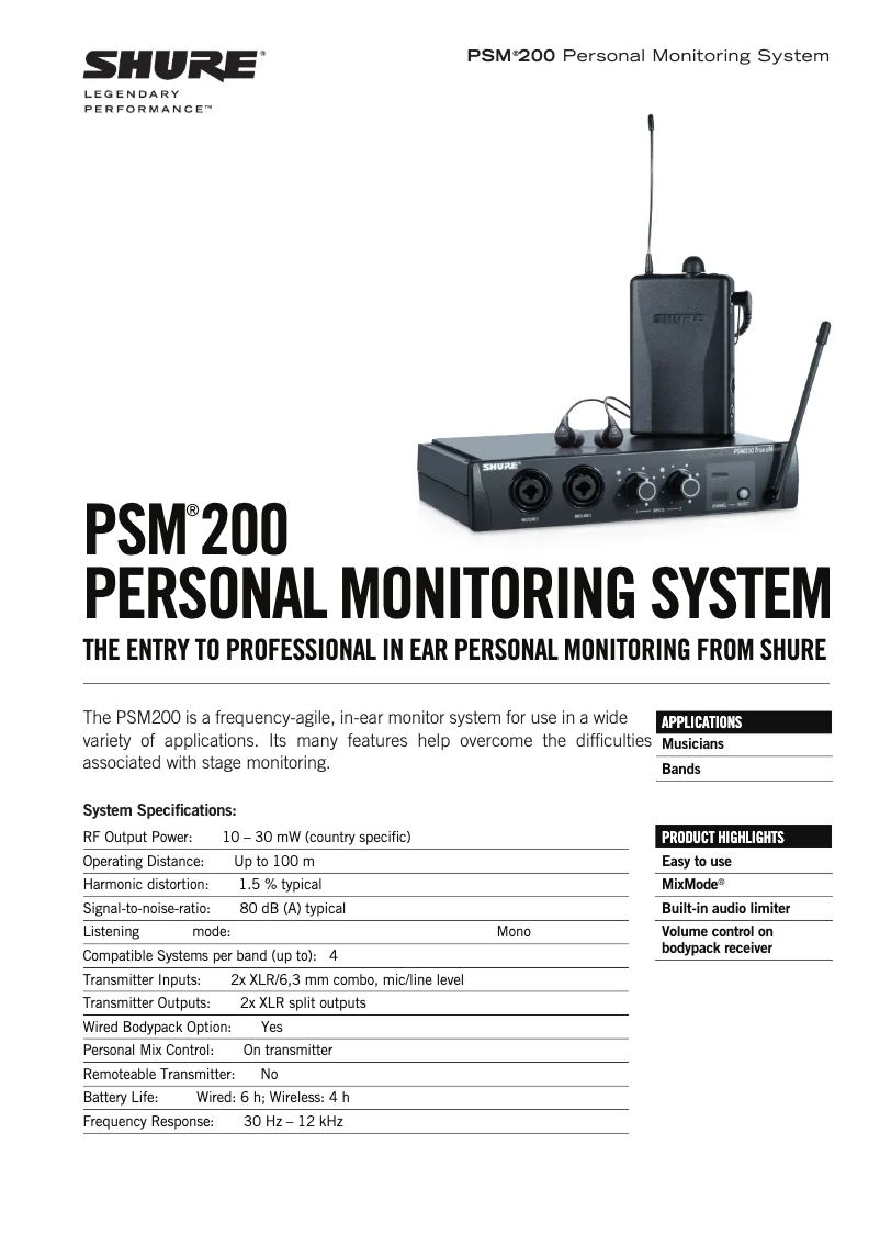 Image de la première page du manuel de l'appareil PSM 200