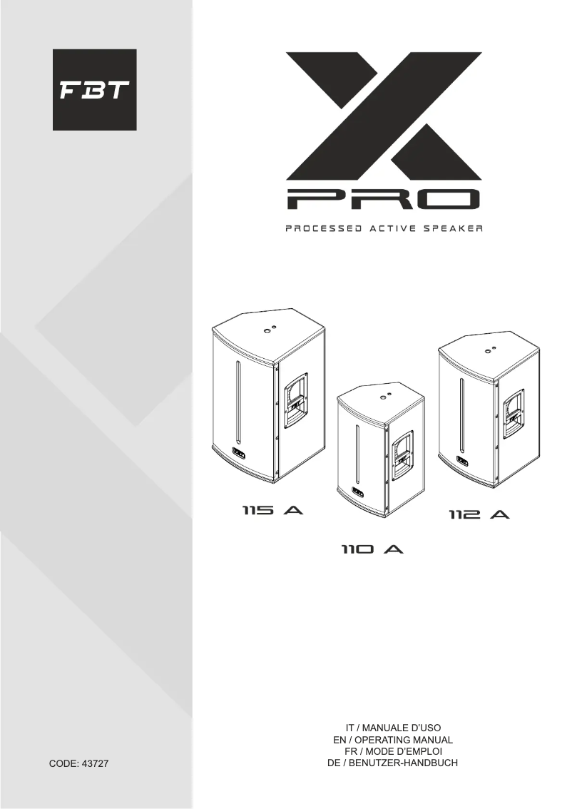 Page 1 of the manual User Manual FBT X-PRO 110A
