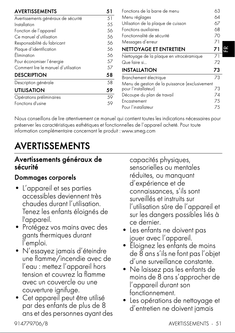 Page 1 of the manual User Manual Smeg SIA1963D