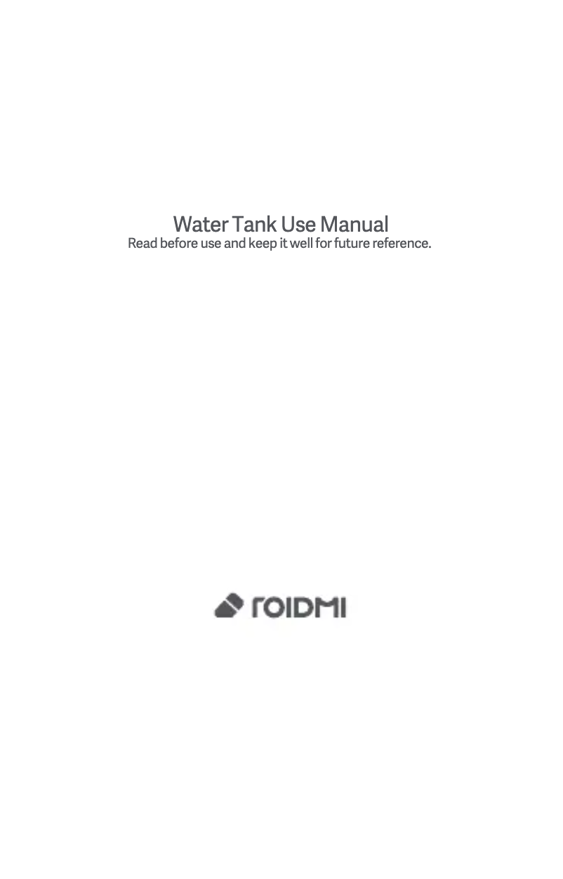 Page 1 of the manual User Manual Roidmi Water Tank