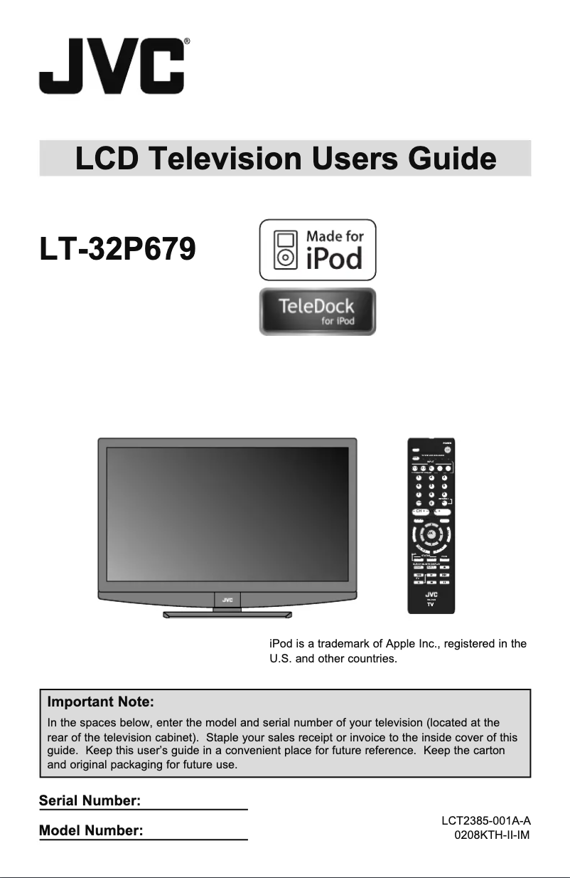 First page image of the manual for LT-32P679