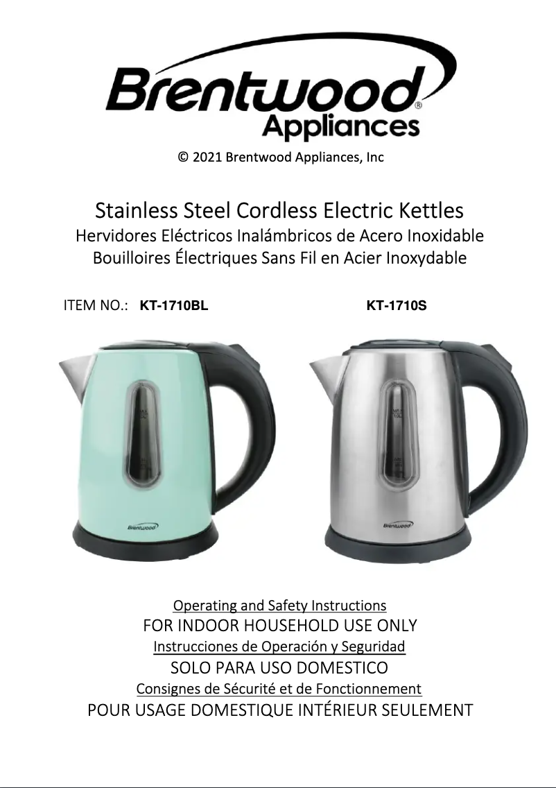 Page 1 of the manual User Manual Brentwood KT-1710S