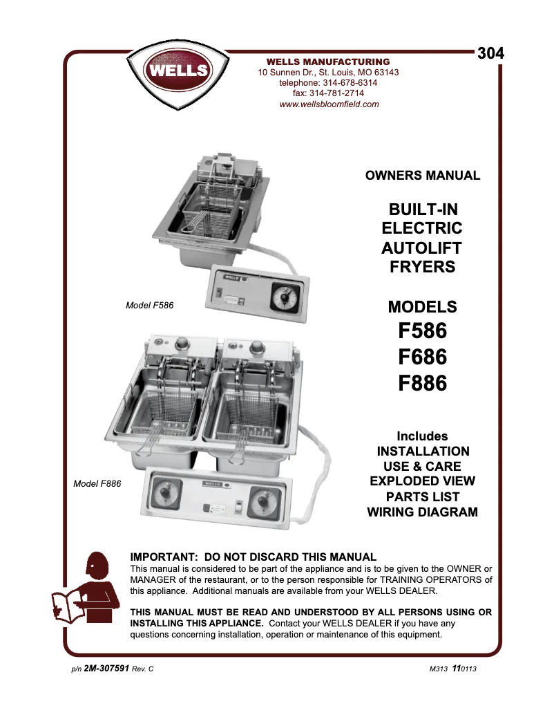 Page 1 of the manual User Manual Wells F586