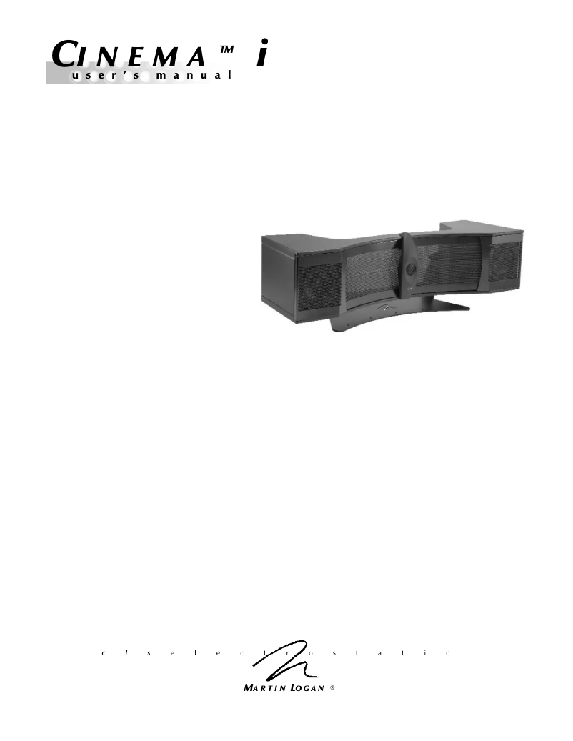 Page 1 of the manual User Manual Martin Logan Cinema i
