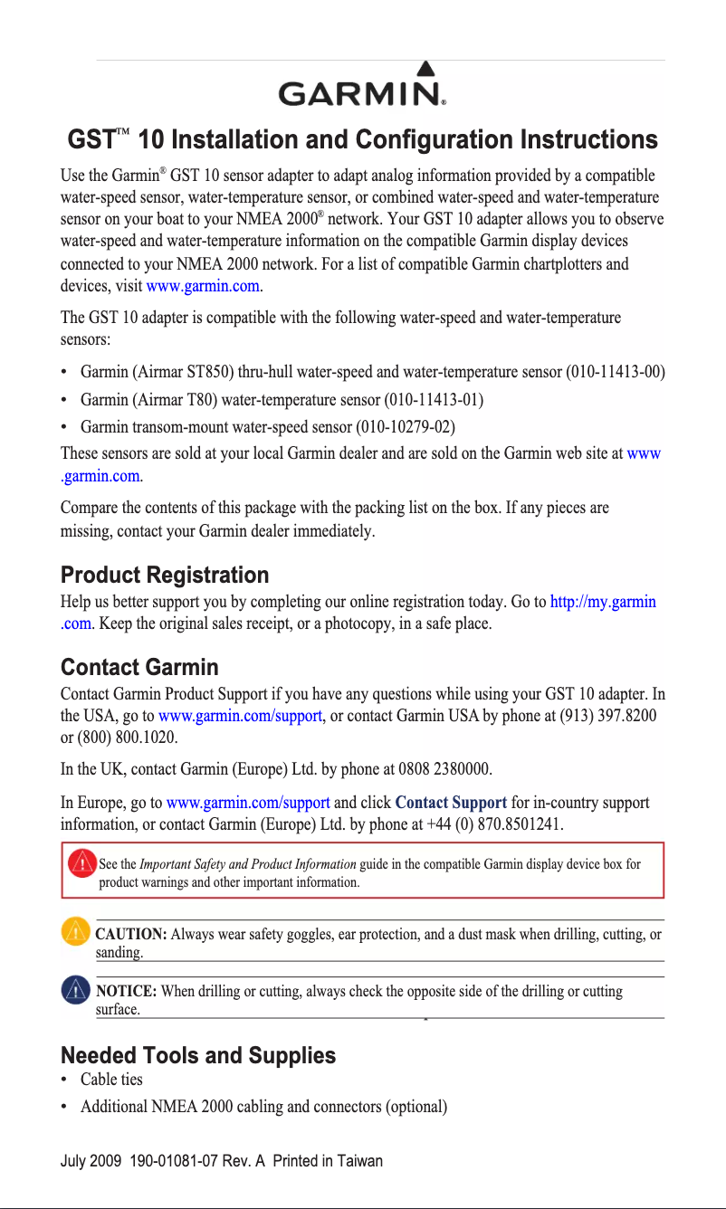 First page image of the manual for GST 10