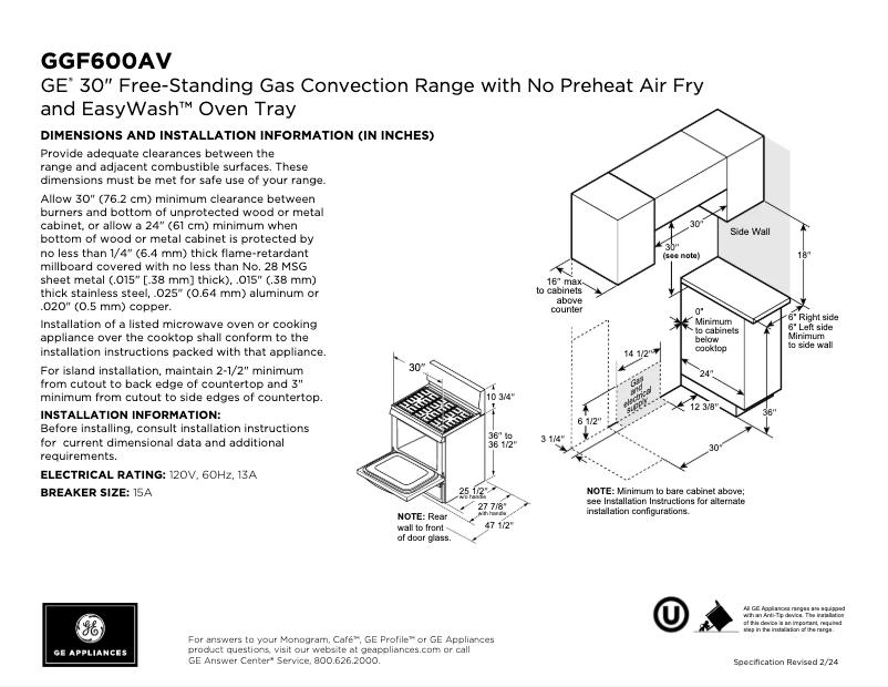 First page image of the manual for GGF600AVES