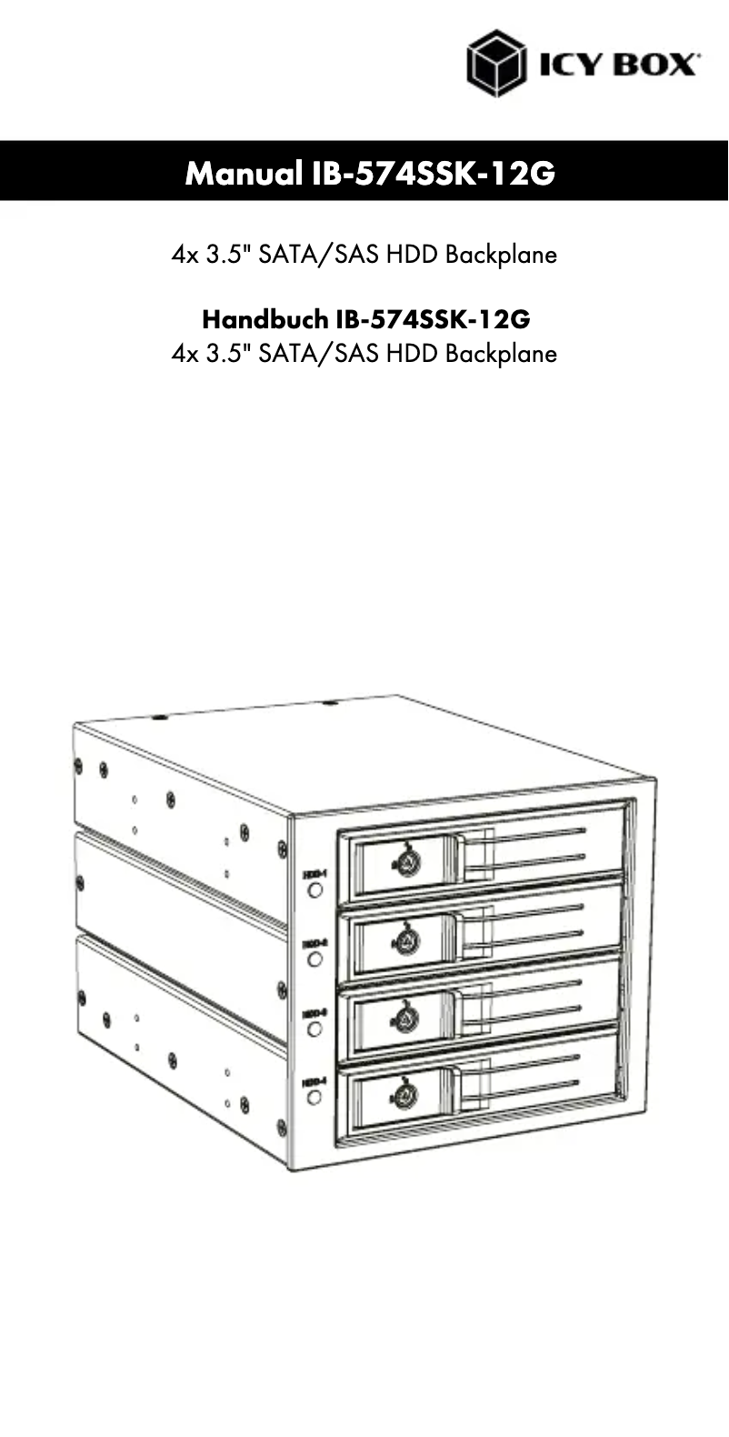Page 1 of the manual User Manual Icy Box IB-574SSK-12G