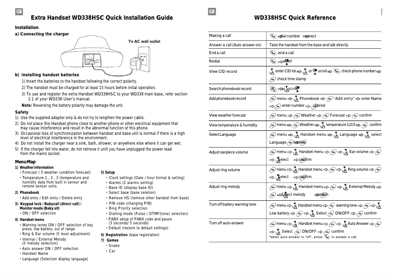 First page image of the manual for WD338HSC