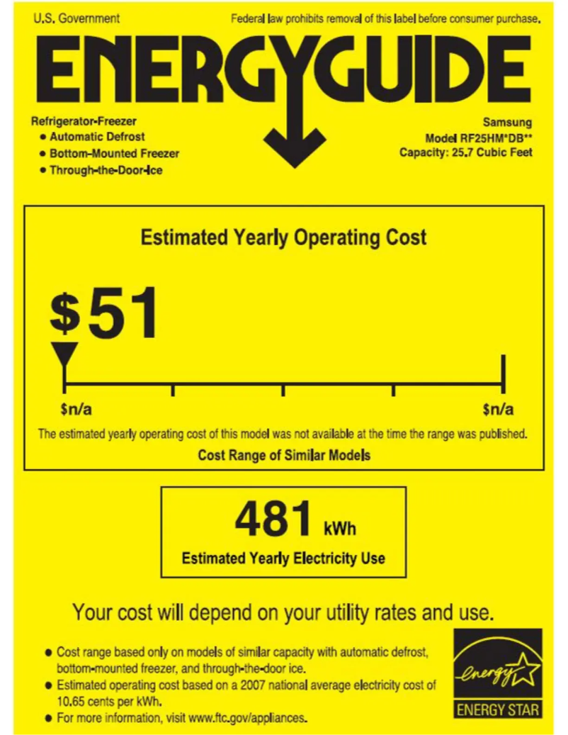 Page 1 of the manual Energy Label Samsung RF25HMEDBWW