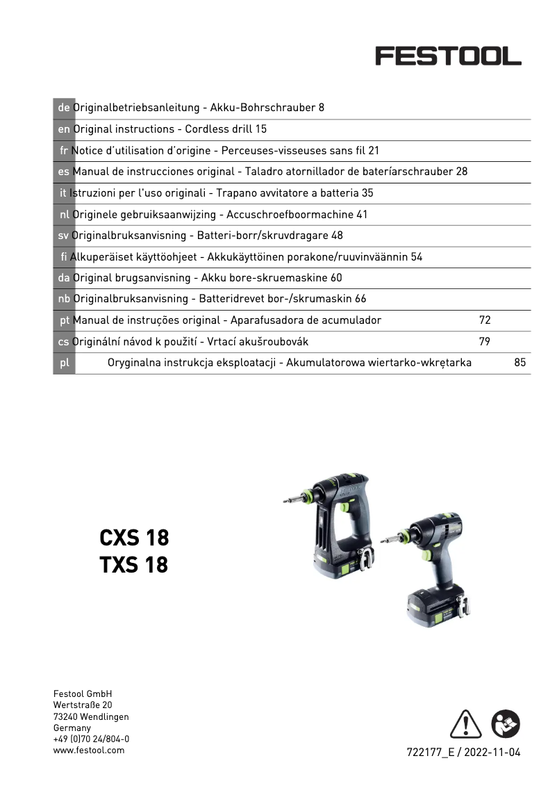 Image de la première page du manuel de l'appareil CXS 18