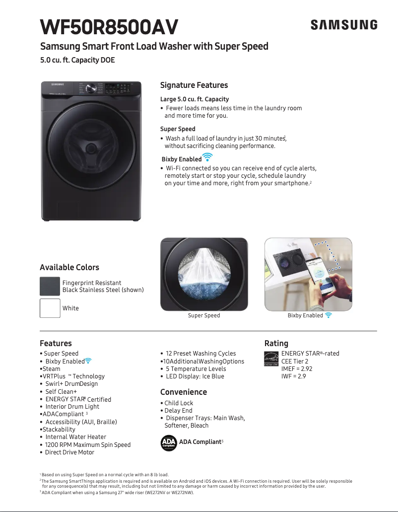 First page image of the manual for WF50R8500AV