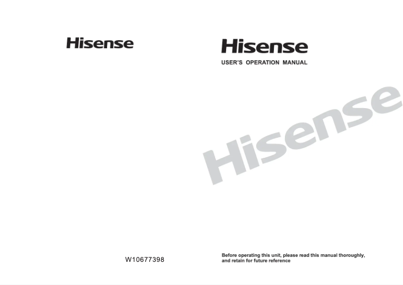 Page 1 of the manual Instruction Manual Hisense WFN9012