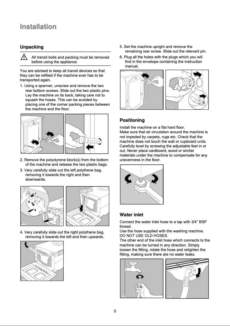 Page 1 of the manual Installation Guide Electrolux EWF1087
