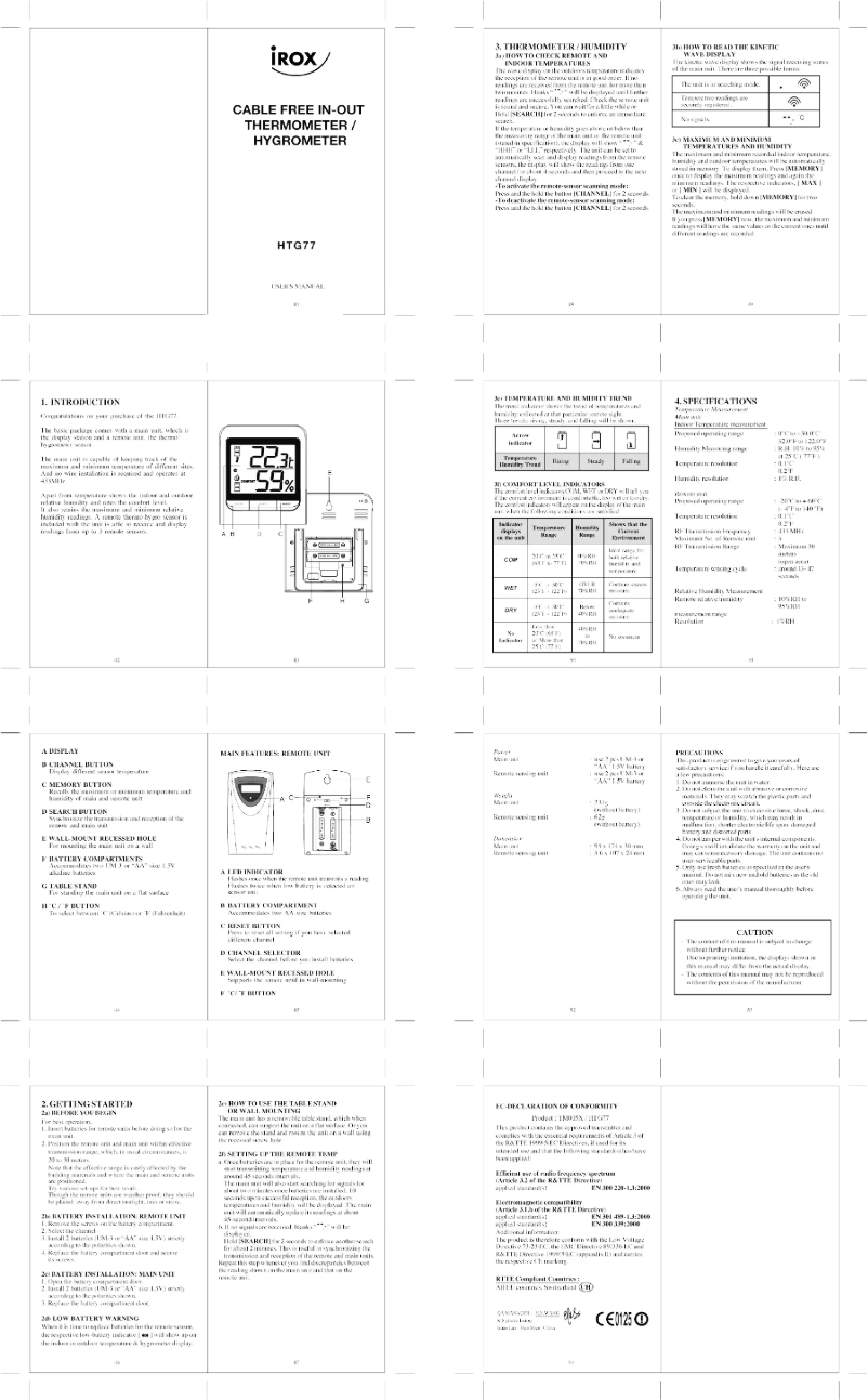 First page image of the manual for HTG77