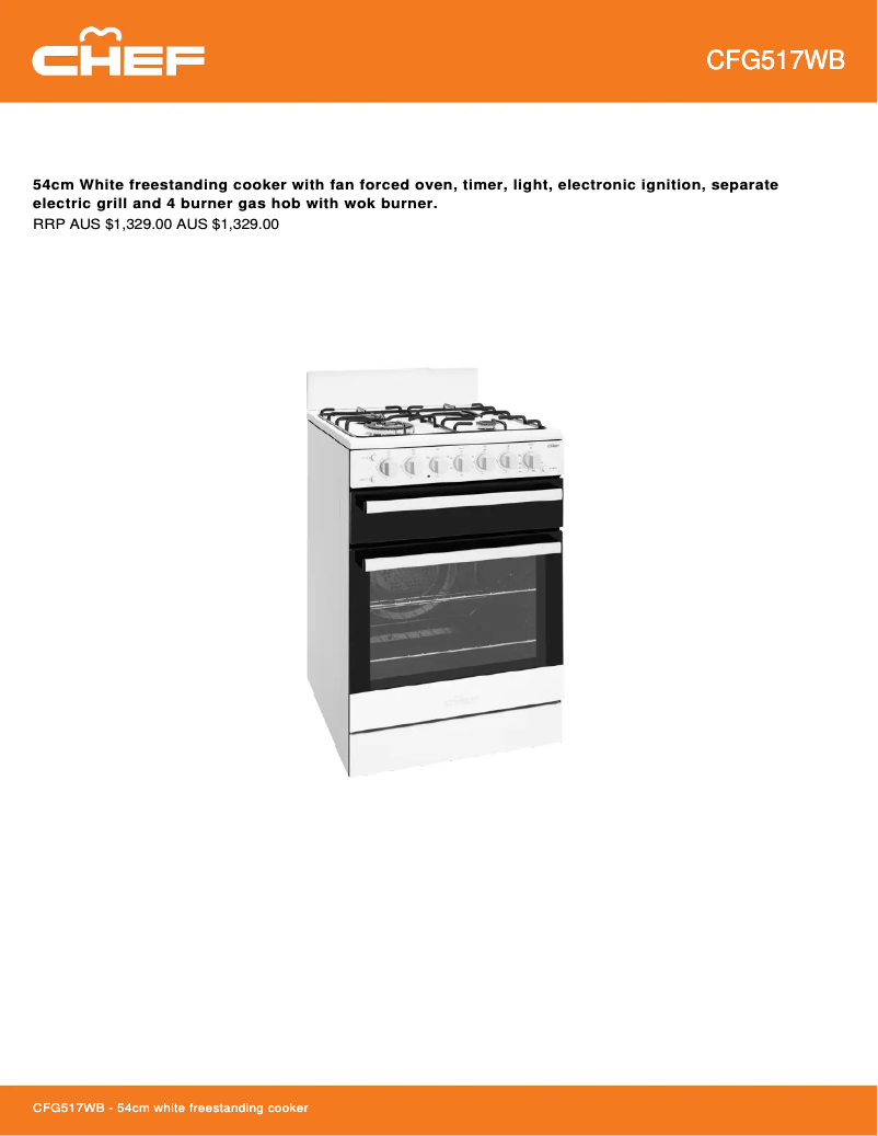 First page image of the manual for CFG517WBNG