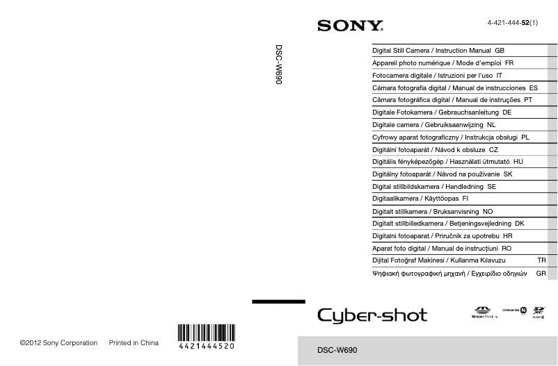 First page image of the manual for Cybershot DSC-W690